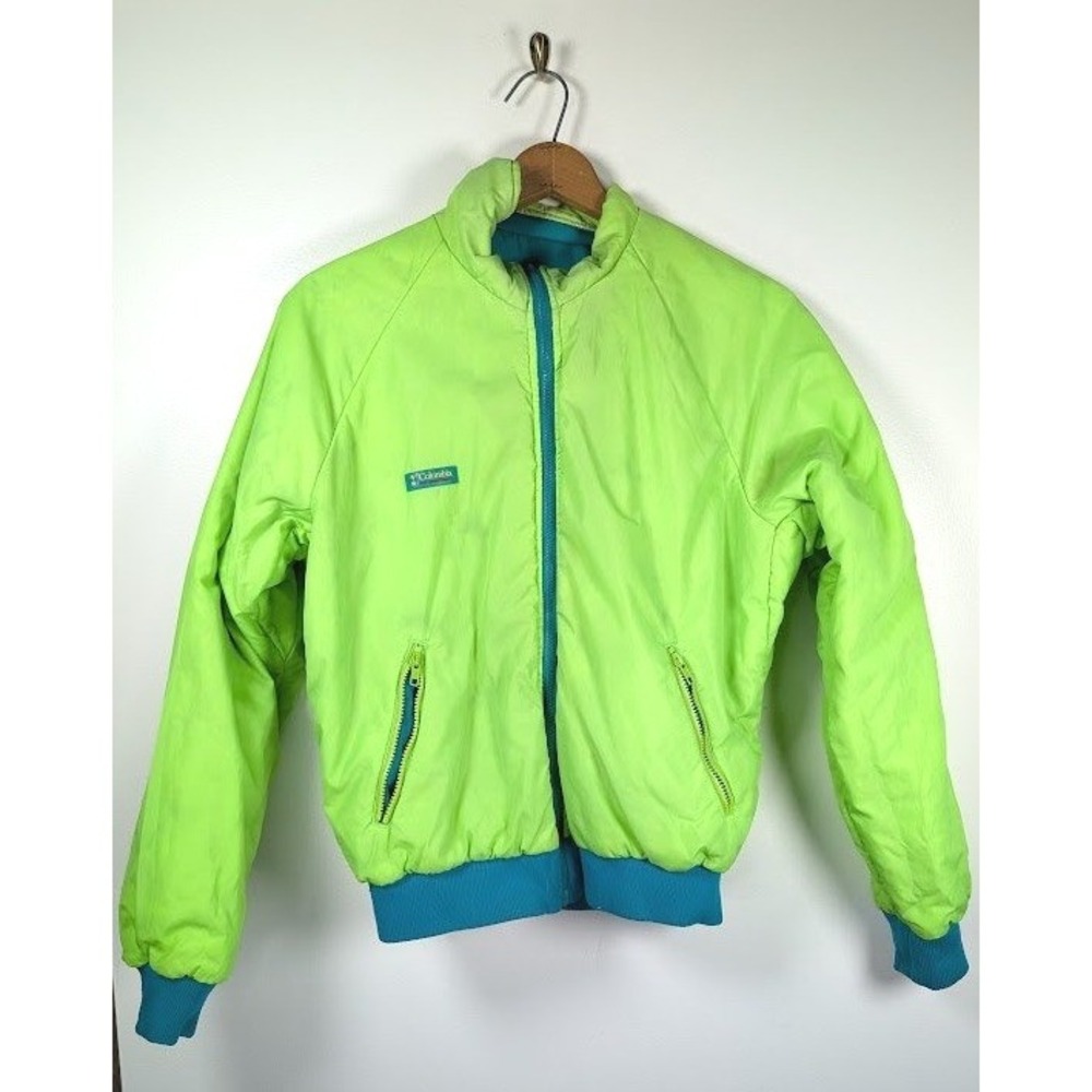 Vintage Columbia Reversible Thinsulate Bomber Jacket Mens Large Powder Keg Neon